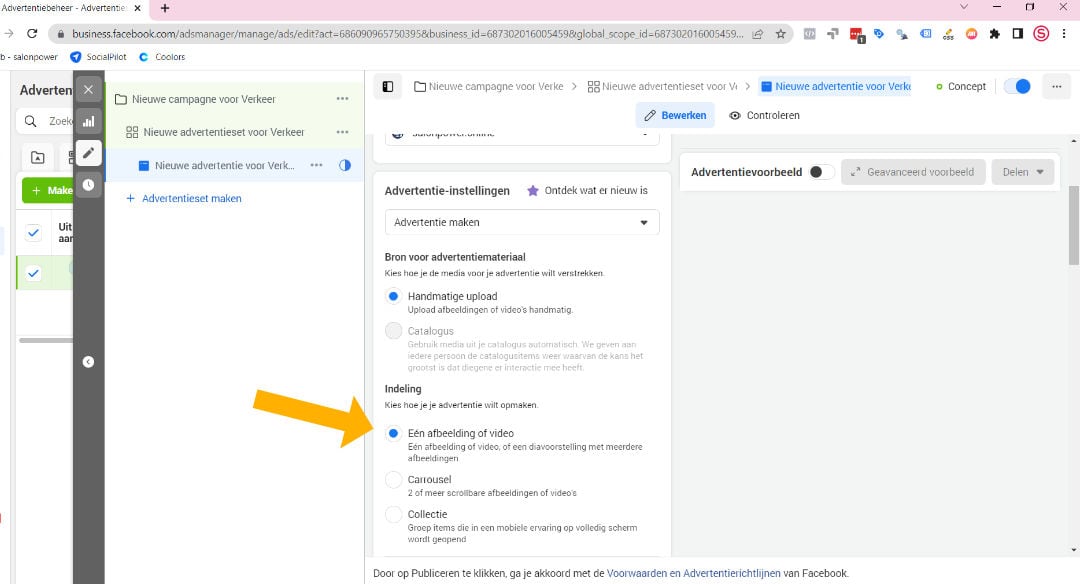 facebook instagram adverteren schoonheidssalons salons advertentie indeling