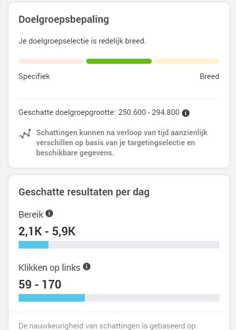facebook instagram adverteren schoonheidssalons salons doelgroep grootte