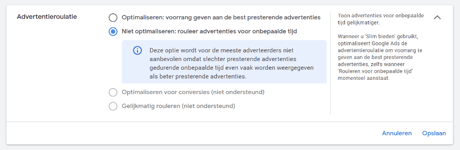 handleiding tips google ads adwords voor schoonheidssalons salons - advertentie roulatie