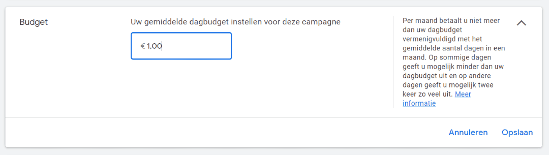 handleiding tips google ads adwords voor schoonheidssalons salons - budget instellen