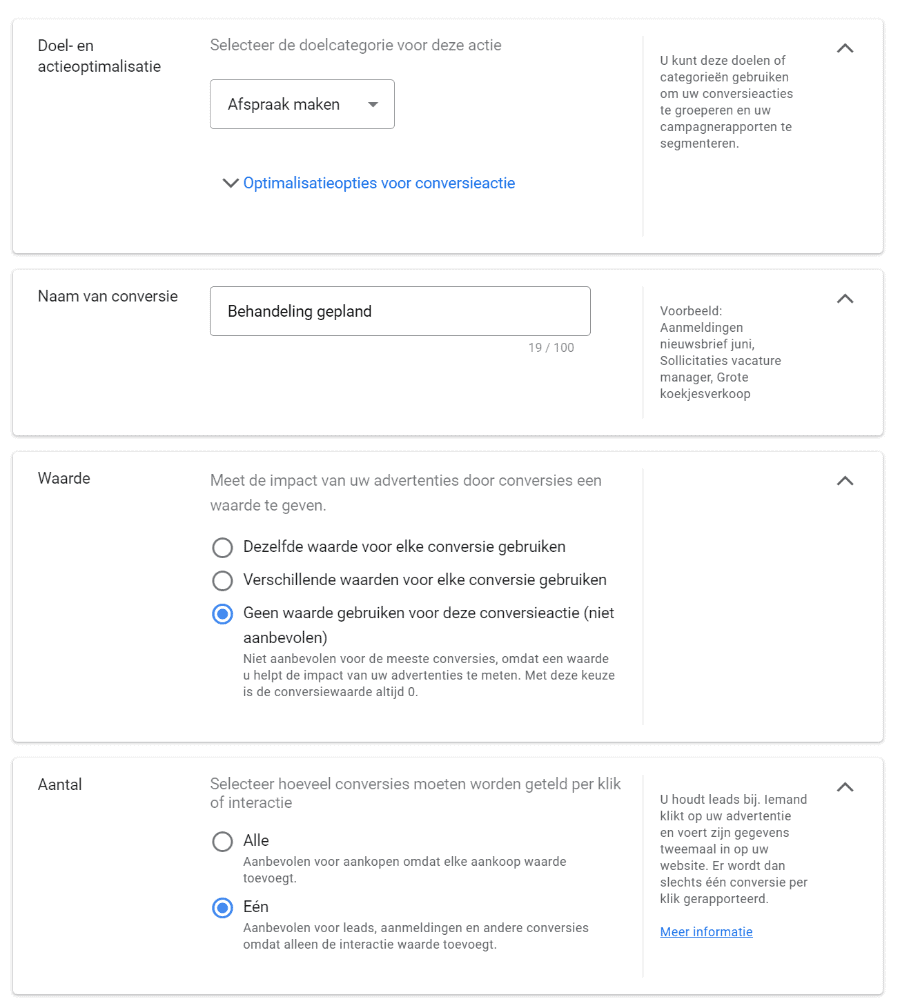 handleiding tips google ads adwords voor schoonheidssalons salons - conversies instellen